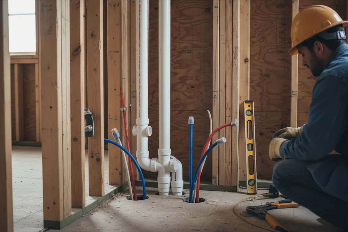 Drain and supply rough-in during Garbage Disposal Repair in Vaiden